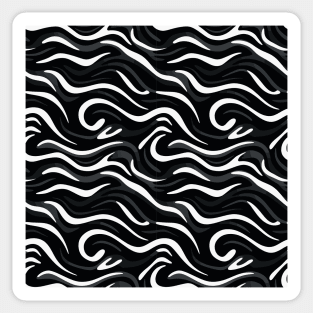 Monochrome Waves: Modern Abstract Ebb and Flow Sticker